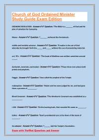 Church of God Ordained Minister Study Guide Exam Edition