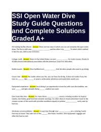 SSI Open Water Dive Study Guide: Questions and Answers
