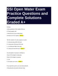 SSI Open Water Exam Practice Questions and Complete Solutions