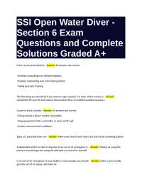 SSI Open Water Diver - Section 6 Exam Questions and Solutions