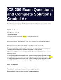 ICS 200 Exam Questions and Complete Solutions Graded A+