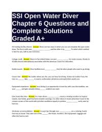 SSI Open Water Diver Chapter 6 Questions and Complete Solutions Graded A+