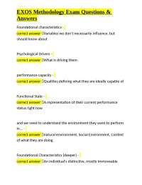 EXOS Methodology Exam Questions & Answers: Understanding Human Performance