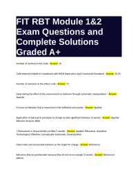 FIT RBT Module 1&2 Exam Questions and Complete Solutions