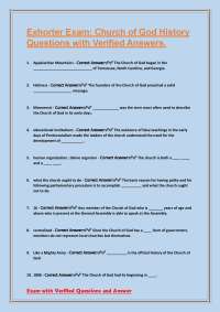Church of God History Exam with Verified Answers