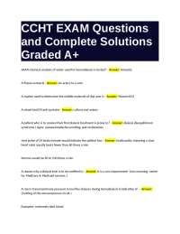 CCHT Exam Questions and Complete Solutions: A Comprehensive Guide to Hemodialysis