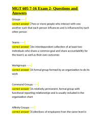 MGT 605 7-16 Exam 2- Questions and Answers