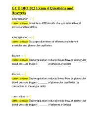 GCU BIO 202 Exam 4 Questions and Answers