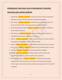 EPIDEMIOLOGY AND PUBLIC HEALTH MICROBIOLOGY OVERVIEW  QUESTIONS AND VERIFIED ANSWERS