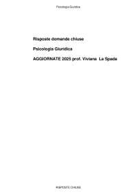 Risposte domande chiuse psicologica giuridica aggiornate 2025 uniecampus