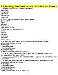 FSE Pathology Final Questions with Solved Correct Answers
