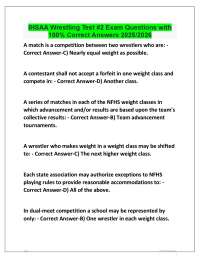 IHSAA Wrestling Test #2 Exam Questions with 100% Correct Answers 2025/2026
