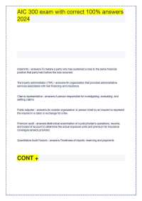 AIC 300 Exam Questions and Answers: Insurance Principles and Practices