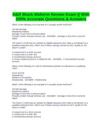 H&R Block Midterm Review Exam: Tax Concepts and Filing Requirements