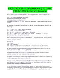 HR BLOCK Final Test Review (ITC 2024) || With 100% Accurate Answers