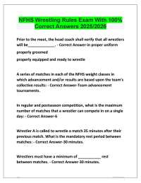NFHS Wrestling Rules Exam With 100% Correct Answers 2025/2026