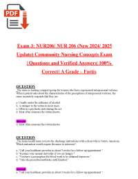 NUR206/NUR 206 Community Nursing Concepts Exam: Questions and Verified Answers