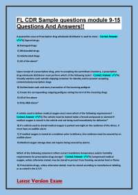 FL CDR Sample questions module 9-15 Questions And Answers!!