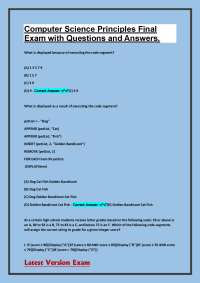Computer Science Principles Final Exam with Questions and Answers.