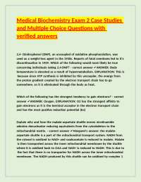Medical Biochemistry Exam 2 Case Studies and Multiple Choice Questions with verified answe