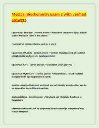 Medical Biochemistry Exam 2: Lipoproteins and Lipid Transport