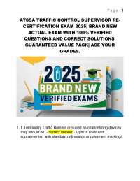 ATSSA TRAFFIC CONTROL SUPERVISOR RE CERTIFICATION EXAM 2025| BRAND NEW  ACTUAL EXAM.