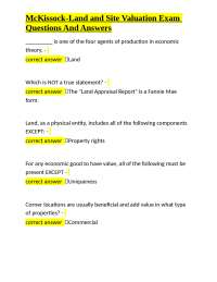 McKissock-Land and Site Valuation Exam Questions and Answers