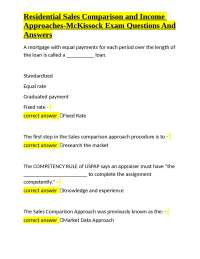 Residential Sales Comparison and Income Approaches - McKissock Exam Questions and Answers