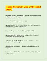 Medical Biochemistry Exam 3: Lipoproteins and Lipid Transport