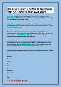 ICT Study Exam Unit 9 & 10 Questions with A+ Answers Year 2025 Entry.