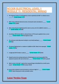 NCCER Electrical Level 1 Module 11: Residential Wiring Exam Questions and Answers