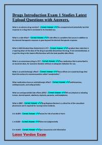 Drugs Introduction Exam 1 Studies: Questions and Answers