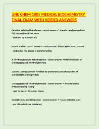 CHEM 1005 Medical Biochemistry Final Exam with Verified Answers