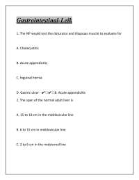 Gastrointestinal Health: Multiple Choice Questions and Answers