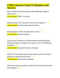 CSMLS Practice Exam #2: Questions and Answers