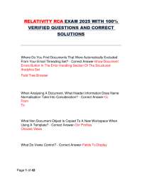RELATIVITY RCA EXAM 2025 WITH 100%  VERIFIED QUESTIONS AND CORRECT  SOLUTIONS