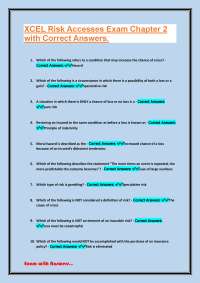 XCEL Risk Accesses Exam Chapter 2 with Correct Answers.
