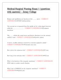 Medical-Surgical Nursing Exam 1 (questions with answers) - Jersey College