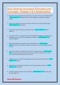 Insurance Principles and Concepts: Chapter 2 & 4 Examination with Answers