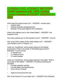 Florida Civic Literacy Midterm Exam Questions and Answers