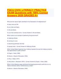 FGCU Civic Literacy Practice Exam Questions and Answers