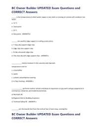 BC Owner Builder Exam Questions and Answers