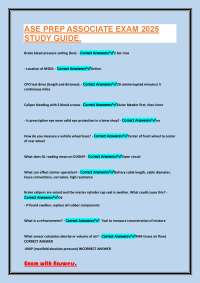 ASE Prep Associate Exam 2025 Study Guide with Answers