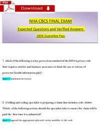 NHA CBCS Final Exam: Expected Questions and Verified Answers