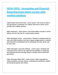 GFOA CPFO Accounting & Financial Reporting Exam: Verified Solutions
