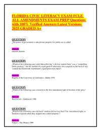 Florida Civic Literacy Exam (FCLE) - All Amendments Exam Prep Questions and Answers