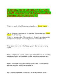 Florida Civic Literacy Exam Questions and Answers: Latest Updates 2025