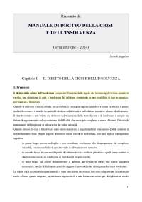 Riassunto Manuale di Diritto della Crisi e dell'Insolvenza - 3^ edizione (2024)