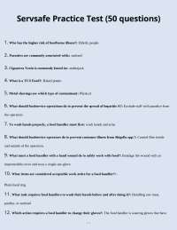 ServSafe Practice Test: Food Safety and Handling