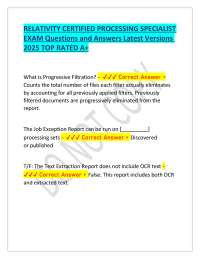 Relativity Certified Processing Specialist Exam Questions and Answers